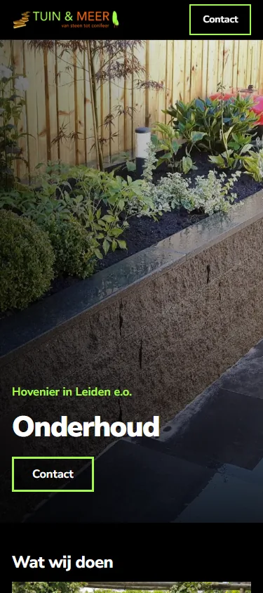 Die Website von Tuin & Meer auf einem Smartphone